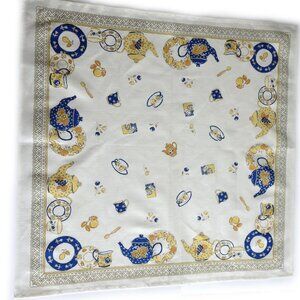NOS Vintage Libeco Lagae Kitchen Tea Towel Belgium Linen Cotton Teapot Design